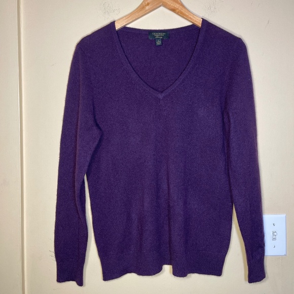 Purple V-Neck Women's Sweater - Picture 1 of 5